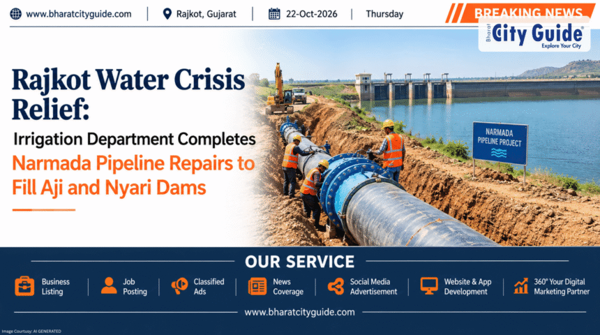 Rajkot Water Crisis Relief: Irrigation Department Completes Narmada Pipeline Repairs to Fill Aji and Nyari Dams