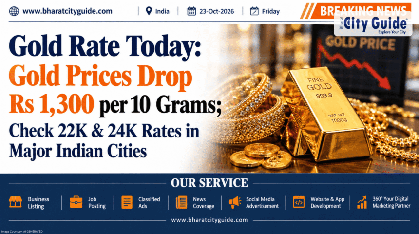 Gold Rate Today: Gold Prices Drop Rs 1,300 per 10 Grams; Check 22K & 24K Rates in Major Indian Cities