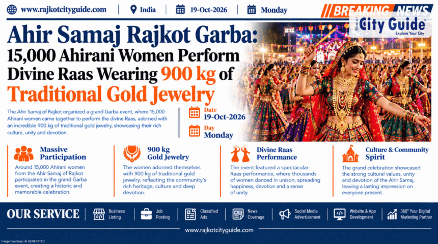 Ahir Samaj Rajkot Garba: 15,000 Ahirani Women Perform Divine Raas Wearing 900 kg of Traditional Gold Jewelry