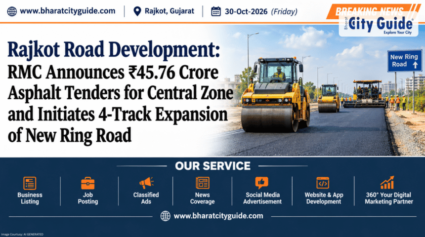 Rajkot Road Development: RMC Announces ₹45.76 Crore Asphalt Tenders for Central Zone and Initiates 4-Track Expansion of New Ring Road